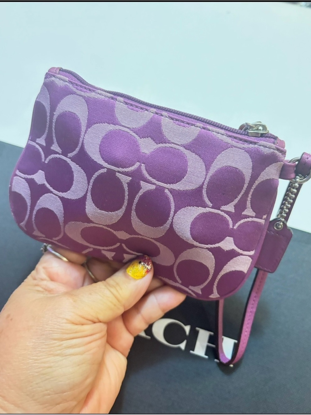 Coach Purple Signature Wristlet Clutch